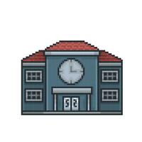 town building in pixel art style vector