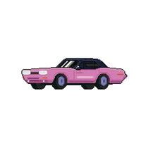 pink car in pixel art style vector