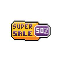 sale banner in pixel art style vector