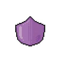 purple shield in pixel art style vector