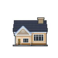 house building in pixel art style vector