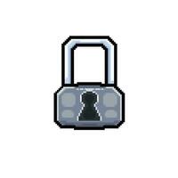 iron padlock in pixel art style vector