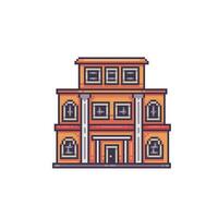 a building in pixel art style vector