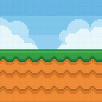 side view land and cloud in pixel art style vector