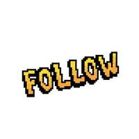 Follow yellow gradient text in pixel art style vector