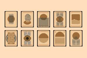 brown abstract portrait collection set in pixel art style vector