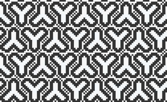 black and white seamless pattern background in pixel art style vector