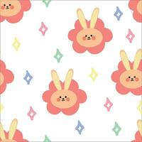 Cute bunny pattern, cartoon seamless background, vector illustration, wallpaper, textile, bag, garment, fashion design