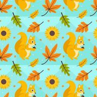 Autumn Season Seamless Pattern Design with Fall Elements in Template Cartoon Flat Illustration vector