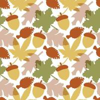 Autumn Season Seamless Pattern Design with Fall Elements in Template Cartoon Flat Illustration vector