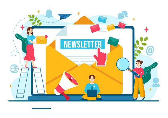 Email Newsletter Vector Illustration with Envelope, Electronic Mail Message or Mobile Service Background in Flat Cartoon Hand Drawn Templates