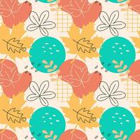 Autumn Season Seamless Pattern Design with Fall Elements in Template Cartoon Flat Illustration vector