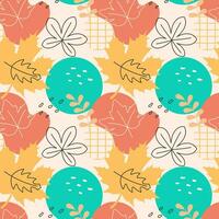 Autumn Season Seamless Pattern Design with Fall Elements in Template Cartoon Flat Illustration vector