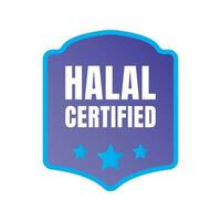 Halal certified badge design vector, Halal food product stamp, Authorized halal food and drink  ribbon stamp label vector