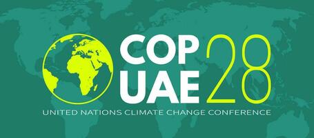 Pathway to COP28 UAE. Annual United Nations climate change conference. Dubai, United Arab Emirates. International climate summit banner. Emission reduction. Global Warming. Vector illustration