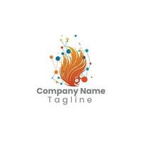 Flame tech logo design vector