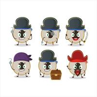 dibujos animados personaje de rebanada de longan con varios piratas emoticones vector