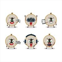 Slice of longan cartoon character are playing games with various cute emoticons vector