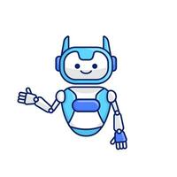 Robot presenting or welcoming gesture vector illustration. Cute robot cartoon illustration design