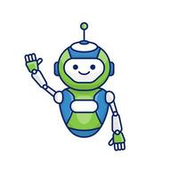 Robot character say Hi Hello vector illustration. Cute robot cartoon illustration design