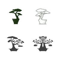 Bonsai logo design. Japanese Mini Small Plant Tree Silhouette logo design vector