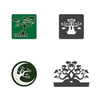 bonsai logo diseño. japonés mini pequeño planta árbol silueta logo diseño vector