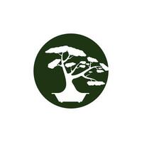 Bonsai logo design. Japanese Mini Small Plant Tree Silhouette logo design vector