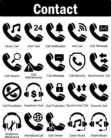 A set of 20 contact icons as music call, 24x7 call, call notification vector