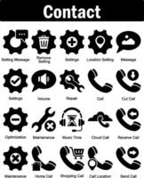 A set of 20 contact icons as setting message, remove setting, settings vector