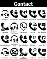 A set of 20 contact icons as share music, call protection, synchronize call vector