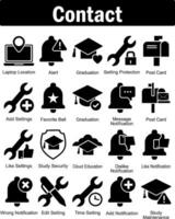 A set of 20 contact icons as laptop location, alert, graduation vector