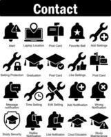 A set of 20 contact icons as alert, laptop location, post card vector
