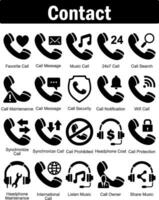 A set of 20 contact icons as favorite call, call message, music call vector