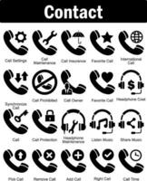 A set of 20 contact icons as call settings, call maintenance, call insurance vector