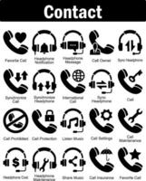 A set of 20 contact icons as favorite call, headphone notification, headphone message vector