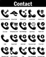 A set of 20 contact icons as call maintenance, cloud call, share call vector