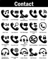 A set of 20 contact icons as music call, call message, call maintenance vector