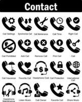 A set of 20 contact icons as call settings, synchronize call, call maintenance vector