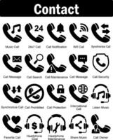 A set of 20 contact icons as music call, 24x7 call, call notification vector