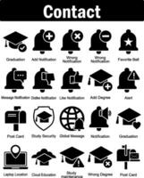 A set of 20 contact icons as graduation, add notification, wrong notification vector
