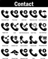 A set of 20 contact icons as favorite call, pick call, add call vector