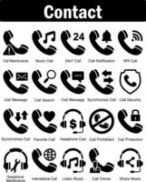 A set of 20 contact icons as call maintenance, music call, 24x7 call vector