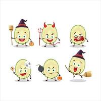 Halloween expression emoticons with cartoon character of slice of ambarella vector