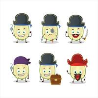 Cartoon character of slice of ambarella with various pirates emoticons vector