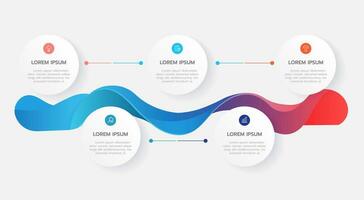 Infographic template for business. 6 Steps Modern Timeline diagram with roadmap and circle topic charts, presentation vector infographic.