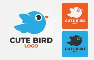 cute bird logo funny and friendly animal vector design for baby kids brand