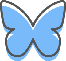 Abstract butterfly for design. Neobrutalism graphic shape. Minimal groovy Y2k retro sticker. Retro labels. png