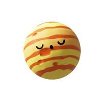 3D render Jupiter character. Kawaii planet in Solar system, Milky way galaxy. Vector illustration on astronomy in clay style for kids, children education. Sleppy mascot about Universe