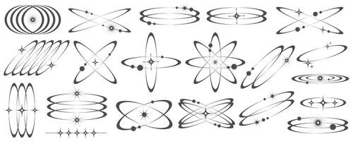 estético formas con estrellas. mínimo vector formas en líneas con destellos resumen moderno geométrico boho recopilación. y2k conjunto