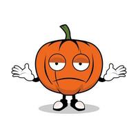 Pumpkin Cartoon Mascot with confused gesture vector